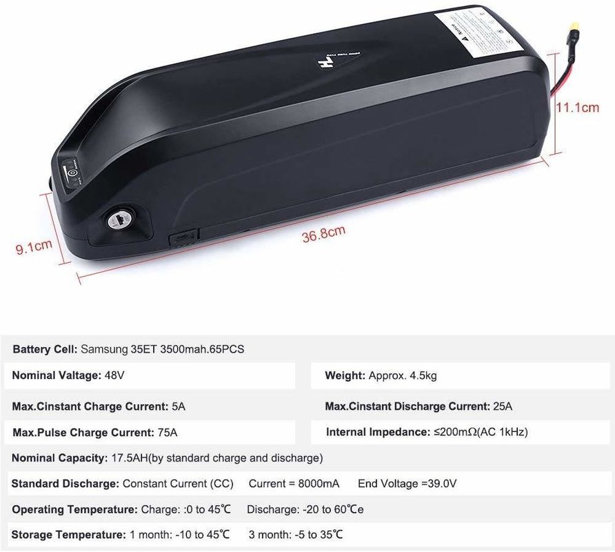 Батарея USB 36V 17ah 10s5p Литий-ионная батарея для электрического велосипеда