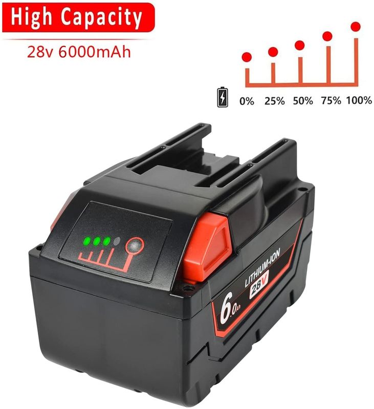 Аккумулятор Milwaukee 28V 6000mAh Замена Milwaukee совместим с 48-11-2830 M28 Беспроводные электроинструменты