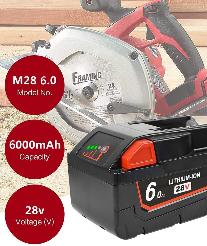 Замена аккумулятора Milwaukee Slide Pack 28V 6000mAh совместим с Milwaukee 48-11-2830 M28 Milwaukee